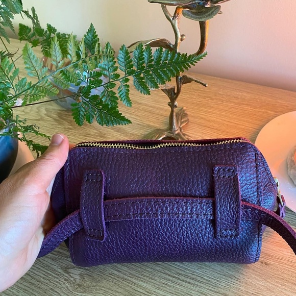 💜 Portland Leather Deep Purple Plum Crossbody Belt Bag 💜 - Picture 12 of 12